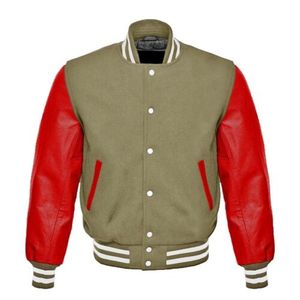 Mangas de cuero rojo personalizadas, venta al por mayor, chaquetas universitarias en blanco, chaquetas Letterman, chaqueta Greek CollegeBaseballjacket para hombres - Product Image 1