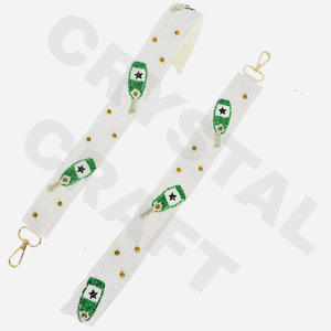 CRYSTAL CRAFT Sangle de sac à main en perles de verre à paillettes rouges, couleur personnalisée, style indien, taille personnalisée, logo personnalisé accepté, usage quotidien - Product Image 4