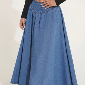 Jupe longue en jean pour femme, la plus élégante, vente en gros, jupe en jean taille haute d'été, streetwear, jupe en jean fendue en A pour femme - Product Image 2