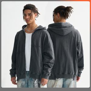 Fabricantes Ropa de ropa de calle personalizada Sudadera 380 Gsm Peso pesado Lavado con ácido Vintage Jersey de gran tamaño Sudaderas con capucha unisex - Product Image 1