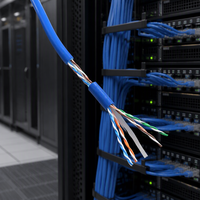Kabel Ethernet Premium Cat6A Cat6 Cat5e Tembaga Murni 23/24AWG UTP SFTP CMP Plenum Patch Cord 10Gbps Kabel LAN Bersertifikasi CE