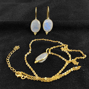 925 Sterling <b>Silver</b> Rainbow Moonstone Oval Shape Gemstone Jewelry Set With Fancy Bezel Set <b>Birthstone</b> Jewelry Suppliers - Product Image 4