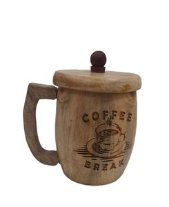 Tasse à thé ou à café en bois avec couvercle pour boissons froides et chaudes - 130 ml - Bois de sheesham massif (mat) - Product Image 5