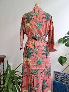 เสื้อคลุมกิโมโนผ้าฝ้ายพิมพ์ลายป่า, เสื้อคลุมอาบน้ำโบโฮสำหรับผู้หญิงนุ่มและน้ำหนักเบาผ้าฝ้ายร้อยละ100เหมาะสำหรับสวมใส่ตามฤดูกาล - Product Image 2