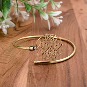 Brazalete Ajustable Chapado en Latón para Pulsera, Brazalete de Mandala Étnico Geométrico, Brazalete de Moda Floral - Product Image 2