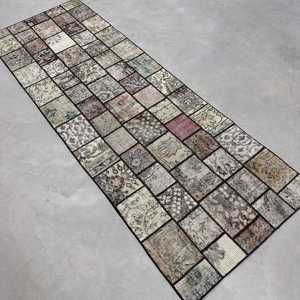 Turkish Vintage Rug, 2.6x7.4 ft Rug, <b>Brown</b> Camouflage <b>Wool</b> Rug - Product Image 3