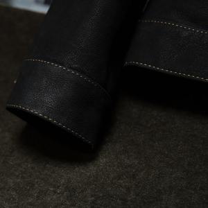 Chaqueta de camionero clásica personalizable para hombre, color mostaza, Gris Carbón, piel de oveja auténtica, Cuello de camisa, piel de lana suave informal - Product Image 2