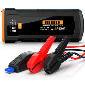 GLIGLE jumper mobil 24000mAh 4000A 4wd, bank daya starter jump mobil baterai starter terpasang tetap 500f