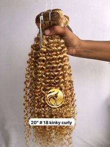 Top New Best Quality 20 "#18 Color Kinky Curly Venta al por mayor Raw Indian Temple Directo de India Machine Double Weft Human Bundles - Product Image 5