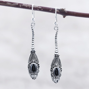 ทำด้วยมือ925เงินสเตอร์ลิงต่างหูห้อยอัญมณีสีดำนิลรูปไข่เครื่องประดับแฟชั่นอินเทรนด์ขายส่งเป็นของขวัญวันเกิดจำนวนมาก - Product Image 3