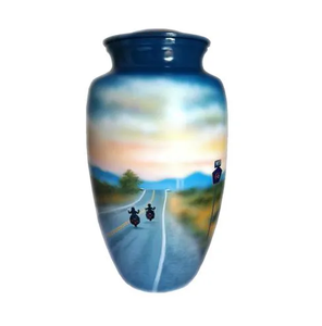 Urnas de cremación para adultos de aluminio pintadas a mano con brisa marina de primera calidad, urnas conmemorativas con imagen funeraria para cenizas de entierro - Product Image 3