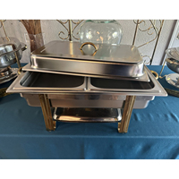 Set Pemanas Makanan Buffet Chafing Dish Logam Tembaga Stainless Steel Pemanas Gas Kapasitas 8L Berkualitas Tinggi Modis untuk Hotel