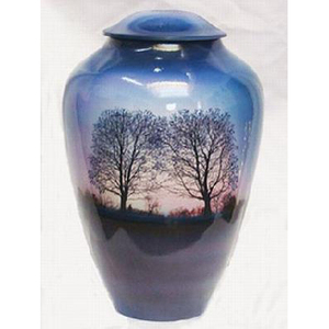 Urne en métal de conception florale de nuage bleu moderne pour les funérailles de crémation d'adulte - Product Image 6