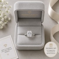 18K Weißgold Labor-Gezüchteter Diamant Smaragdschliff Eternity Ring Fassung-Set IGI-Zertifiziert Breiter Ring für Damen Party