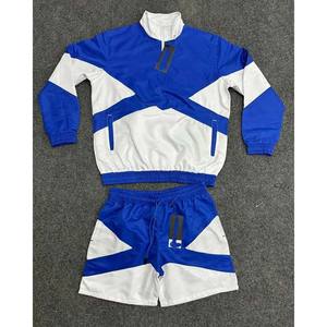 Conjuntos de pantalones cortos cortavientos para hombre Conjunto de chándal de nailon de poliéster para hombre Diseño personalizado OEM Chaqueta de bloque de color de pista para hombre HIGH STREET - Product Image 4