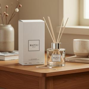 Milieuvriendelijke Natuurlijke Etherische Olie Riet Diffuser Heldere Glazen Fles Ronde Vorm Met Aangepaste Logo Voor Geschenkverpakking