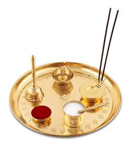 Juego de Pooja Thali de latón de alta calidad más vendido para el hogar Temple Pooja Thali Artículos decorativos de latón Pooja para regalo para Decoración - Product Image 2