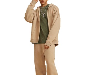Sudadera con capucha con cremallera y hombros caídos lavados con ácido al por mayor, unisex, 100% de algodón, sudaderas con cremallera personalizadas para una venta baja - Product Image 4