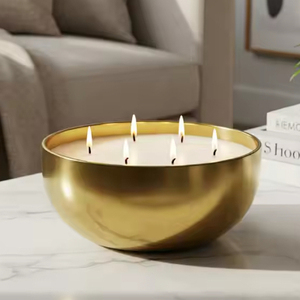 Bol de pot de bougie en laiton en gros fait à la main avec brosse fini Logo personnalisé à bas prix pour la fabrication de bougies parfumées de Noël unique - Product Image 1