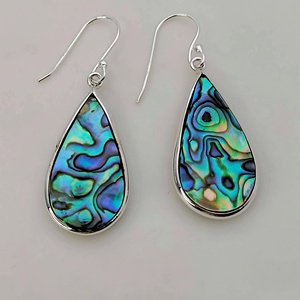 Pear Abalone Shell <b>Dangle</b> <b>Earrings</b> in 925 <b>Sterling</b> <b>Silver</b> - Product Image 4