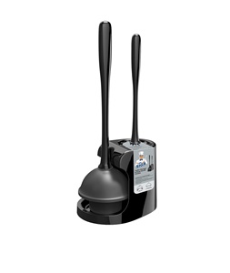 Ensemble déboucheur de toilettes et brosse WC MR.SIGA pour le nettoyage de la salle de bain, noir - Product Image 1