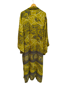 Albornoz largo peso ligero Vintage Sari Robe suave playa fiesta vestido indio hecho a mano seda Kimono - Product Image 4