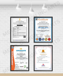 Plateau de service brillant en acier inoxydable fabriqué en Inde-Plateau décoratif de table élégant avec poignées dorées au prix de gros - Product Image 4