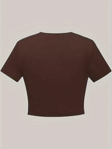 Camiseta Corta Personalizada con Logotipo para Mujer, Camiseta Corta Informal de Manga Corta para Mujer, Camiseta Corta de Verano a la Moda, de Algodón Suave y Corte Ajustado - Product Image 2
