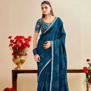 Designer traditionnel superbe mariage indien ethnique fantaisie Sari belle soie douce Georgette haute qualité fête porter Saree - Product Image 1