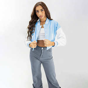 Nuevo diseño más popular, demanda personalizada, moda 2025, chaquetas de béisbol universitarias cortas para mujer a la venta - Product Image 4