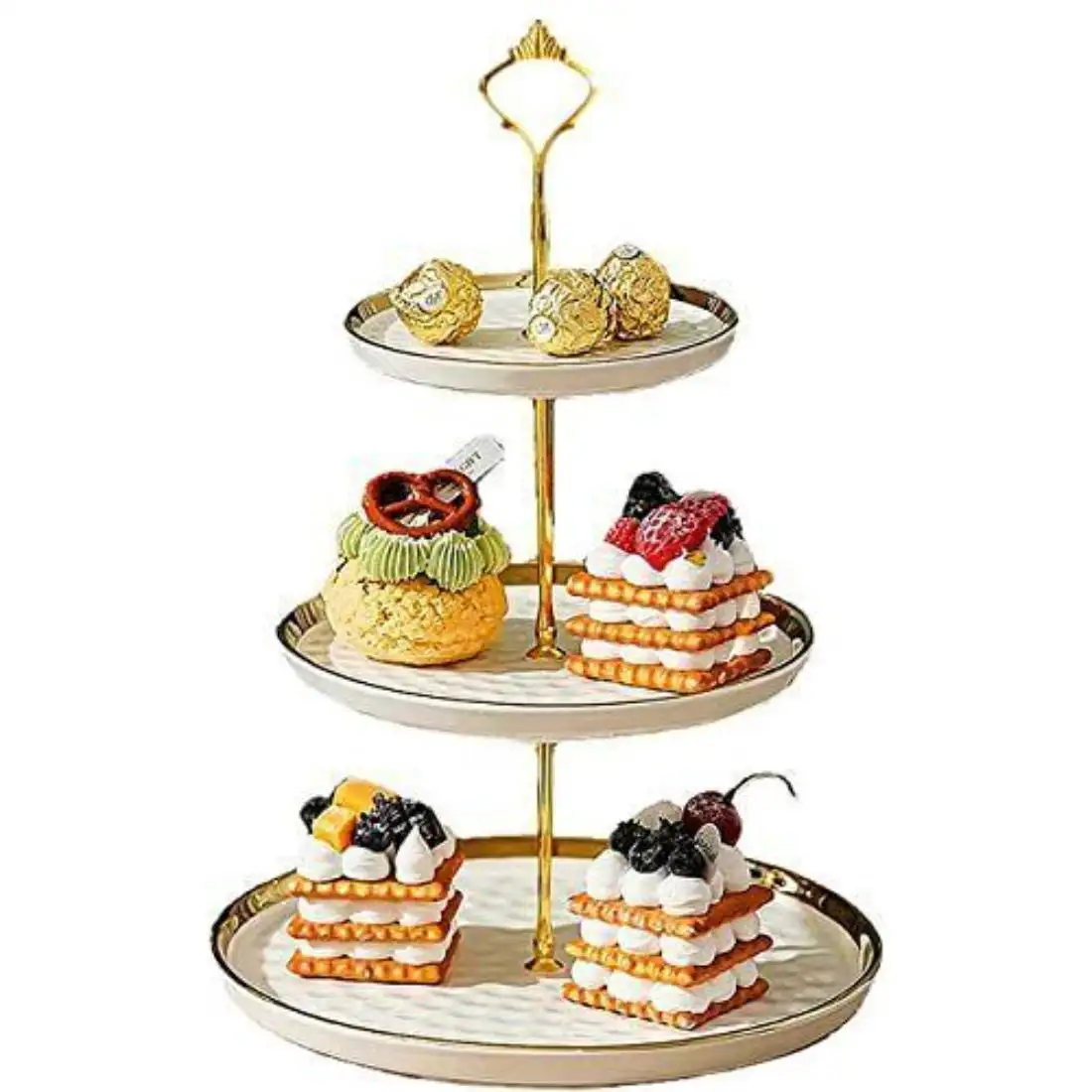 Wedding Counter Decoration Purpose Uses metal Cake Stand At Reasonable price Three Tier Cake Tray London Luxury For Partyware
