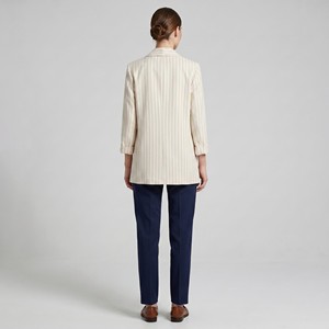 Blazer ampio a maniche lunghe con apertura frontale, tasche e righe sottili - Product Image 2