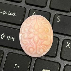 Bel art moghol fait à la main sculpté pierre précieuse d'opale rose naturelle magnifique forme ovale pour l'utilisation de bijoux produit en vrac - Product Image 2