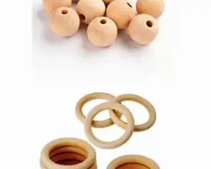 70pcs Handmade Natural Unfinished Wooden Teething Wood MIrha Custom Colored shaped sized Wooden Beads Made In India