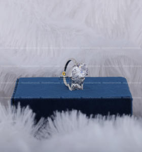 Anillo de bodas de plata de ley 925 para mujer mejorado con diamantes de moissanita de claridad Vvs de corte de princesa y pera - Product Image 4