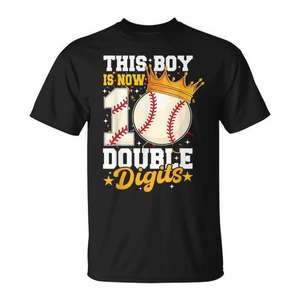 Camiseta de Béisbol con Número 10 de Doble Dígito para Niños de 10 Años, Regalo Promocional para Grupo de Edad Infantil - Product Image 1
