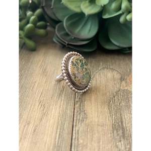 Bague en argent sterling Reda Galvan Royston avec turquoise, taille 5.75, coupe ovale, sertie clos, bijoux fins - Product Image 3