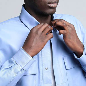 Waterproof Latest Design New Quality Men <b>Leather</b> <b>Shirt</b> Long Sleeve Outdoor Wear Plain Design Men <b>Leather</b> <b>Shirt</b> - Product Image 6