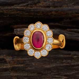 Princess Cut <b>Gold</b>-Plated Fashion <b>Ring</b> for Women-Free Size Trendy & Fashionable Gift Option - Product Image 1