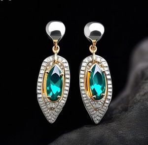 Pendientes de Esmeralda creados con joyería de plata de ley 925 auténtica sólida para mujer, pendientes elegantes - Product Image 5