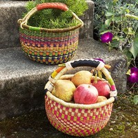 Panier Bolga en herbe de mer naturelle, pas cher et beau, fait à la main, paniers ronds colorés, OEM ODM acceptés