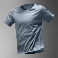 T-shirt de sport personnalisé OEM pour homme, séchage rapide, manches courtes, en soie glacée, pour l'été, fitness, course à pied, teint en pièce, écologique, 100%