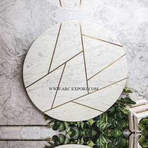 Mesa de madera de teca y mármol blanco de gran tamaño de calidad superior, picadora de cocina de lujo para el hogar, tablas de cortar decorativas - Product Image 3