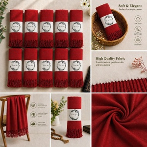 Red Pashmina <b>Shawls</b> Wedding Party Bridal <b>Wraps</b> Large Scarfs for Women Long Fashion Solid <b>Shawl</b> - Product Image 2