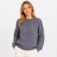 Pull en laine tricoté sur mesure pour femme, prix d'usine, motif ajouré 7GG, coupe oversize