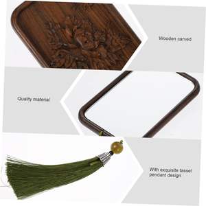 Espejo de tocador de madera Maquillaje Vintage Espejos circulares Pequeños espejos cosméticos Mujeres Lupa - Product Image 6