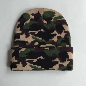 High Quality OEM Street Wear Sublimation Digital <b>pink</b> Camo Knitted Beanie Custom Print lining Skull Unisex Jacquard Caps Beanies - Product Image 2