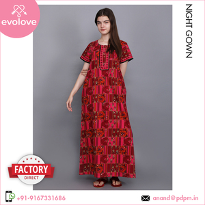 Vestido de noche largo de mujer de algodón 100% al por mayor, ropa de dormir de calidad superior con logotipo personalizado para el hogar para verano y primavera - Product Image 2