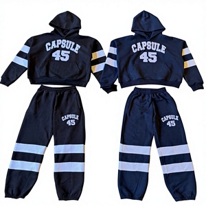 Ensemble sweat à capuche et pantalon de survêtement épais en polyester 220g, style streetwear vintage délavé, avec logo personnalisé imprimé, grandes tailles pour hommes - Fizay Enterprises - Product Image 1