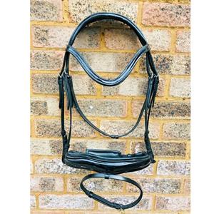 Caballo Anatómico Charol Ergonómico Brida Manivela Noseband Flash Negro Marrón CABALLO BRIDLE DELUXE ANATOMIC CUERO ELEVADO - Product Image 1